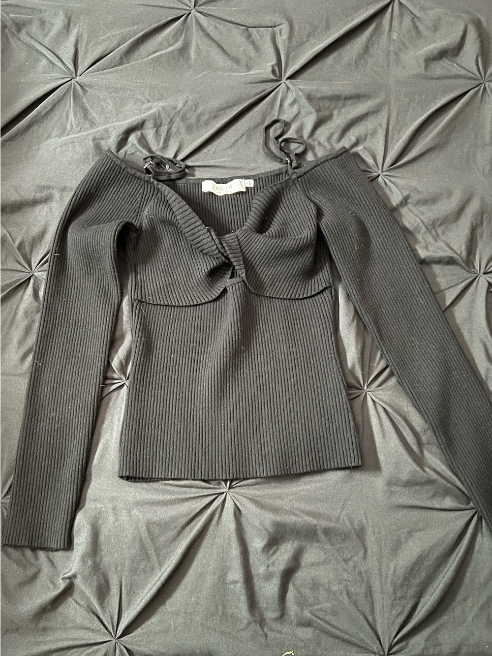 Black Ribbed Long Sleeve Top